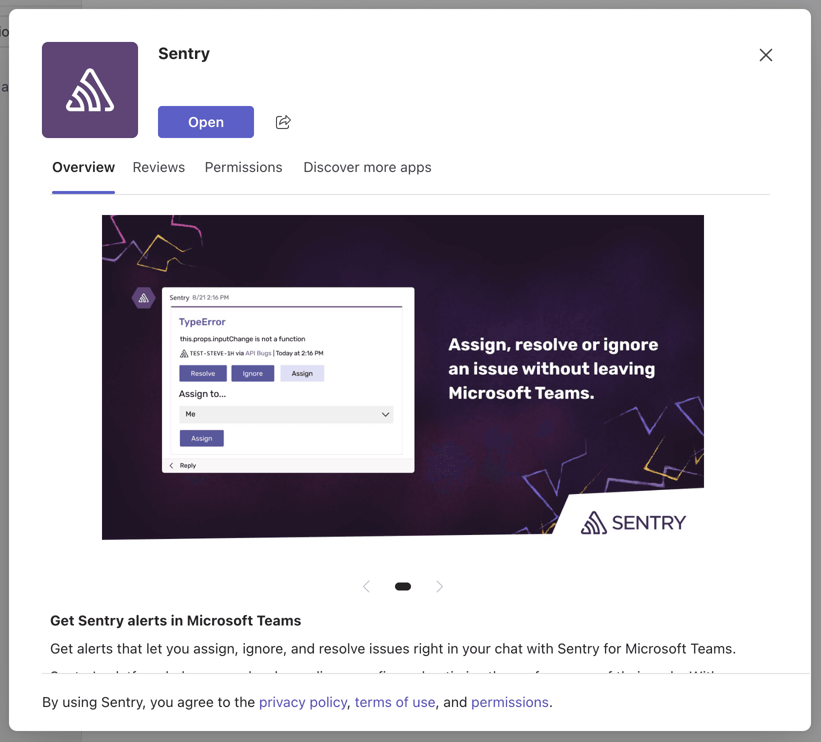 Microsoft Teams installation modal